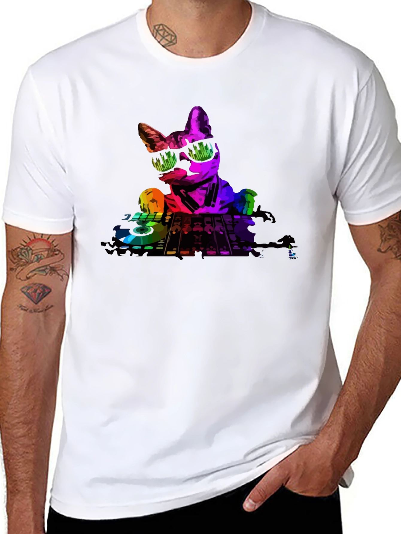 DJ Cat T-Shirt - Black Cotton Tee