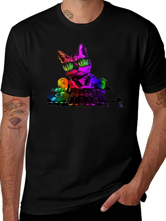 DJ Cat T-Shirt - Black Cotton Tee