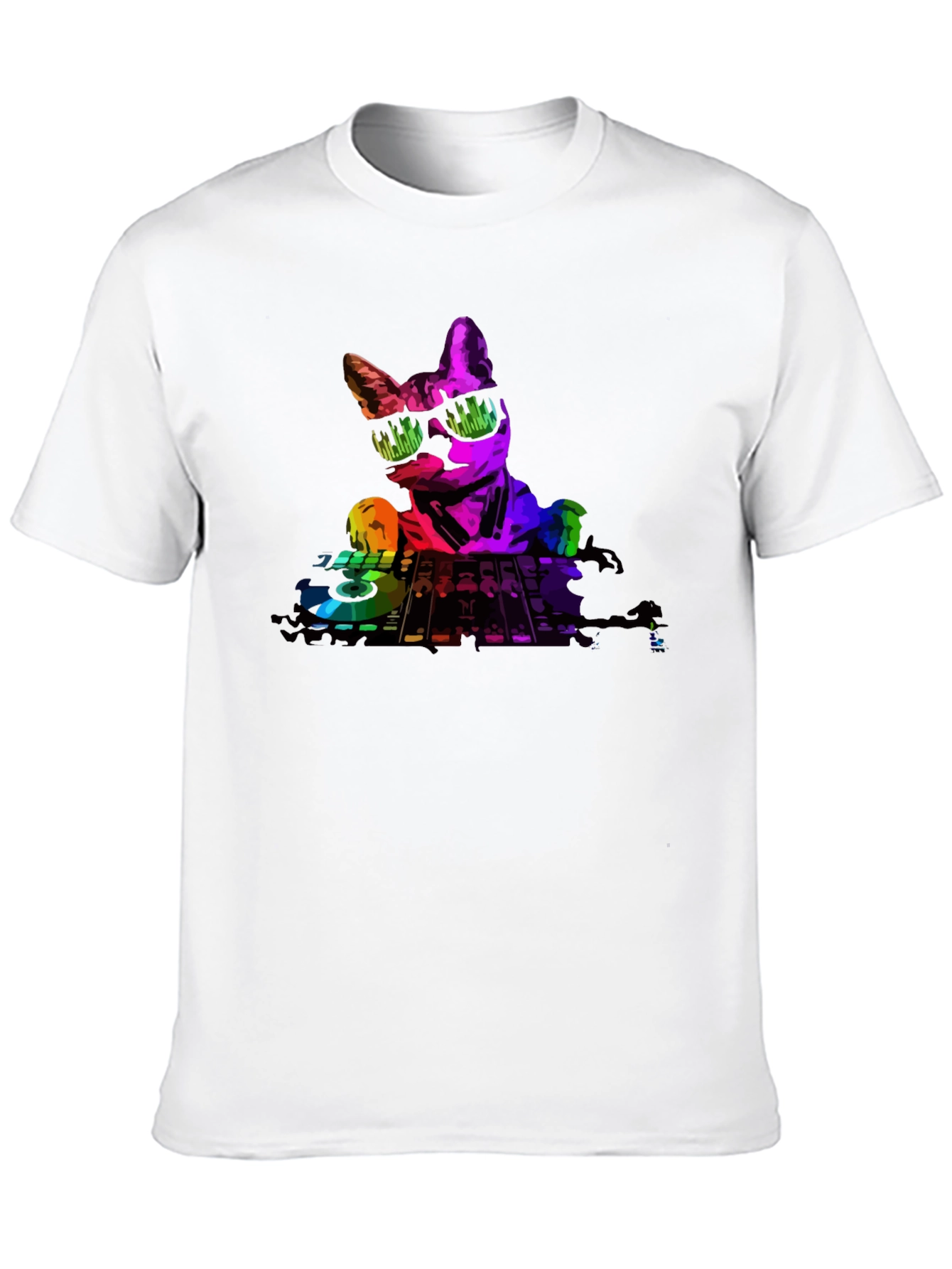 DJ Cat T-Shirt - Black Cotton Tee