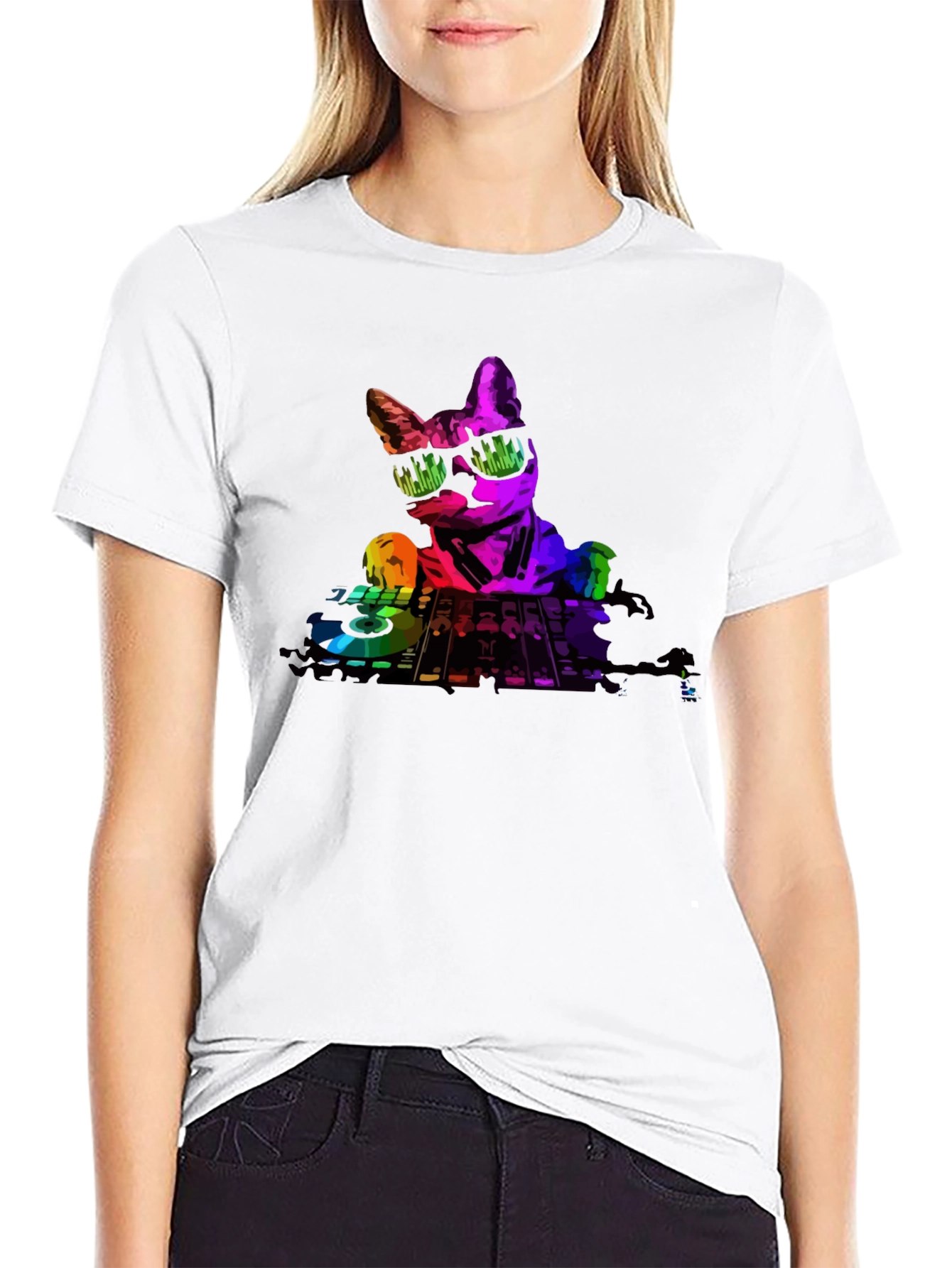 DJ Cat T-Shirt - Black Cotton Tee