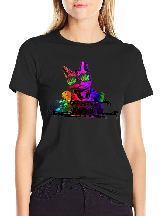 DJ Cat T-Shirt - Black Cotton Tee
