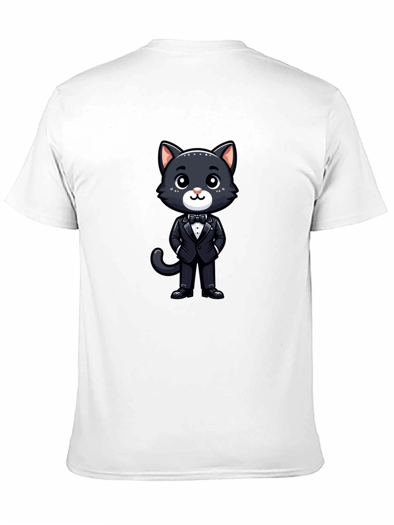 Cat in Tuxedo Graphic Tee - Black Cotton T-Shirt
