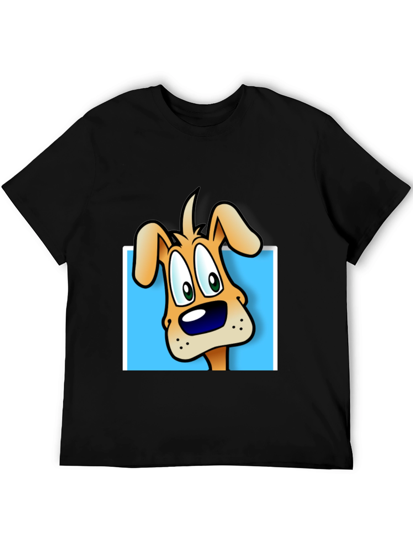 Cartoon Dog Graphic Tee - Black