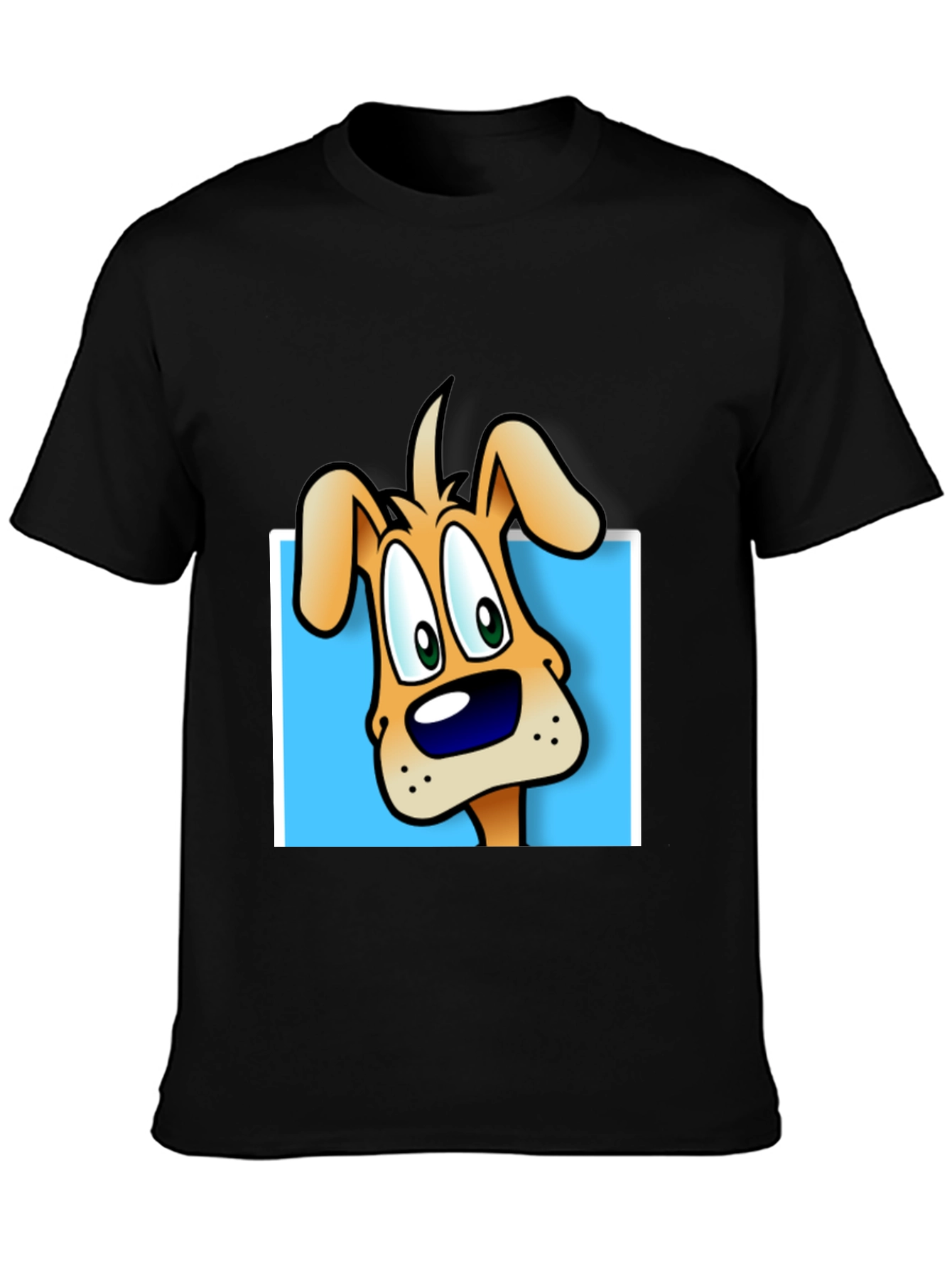 Cartoon Dog Graphic Tee - Black