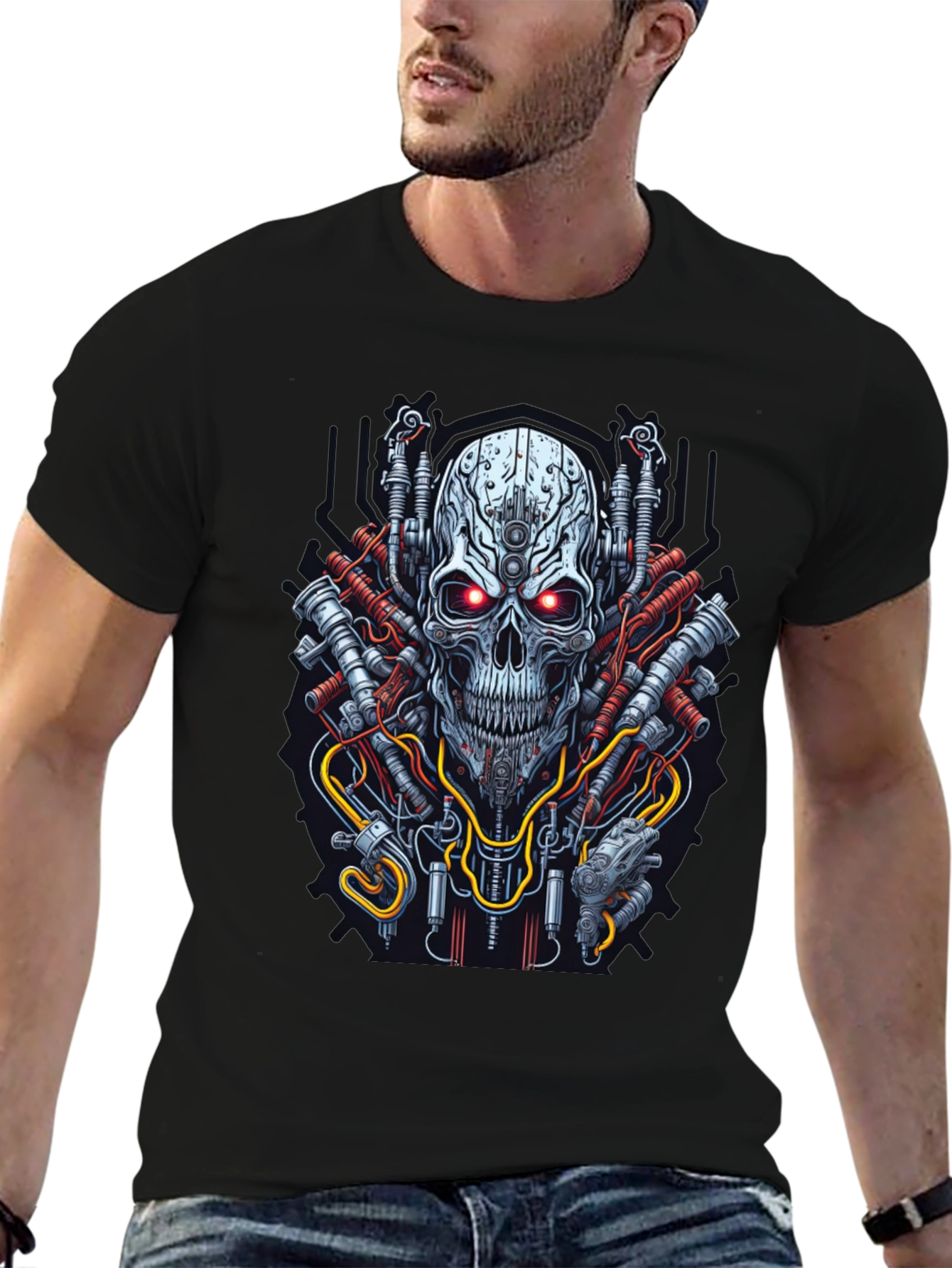 Cyberpunk Skull T-Shirt - Futuristic Graphic Tee