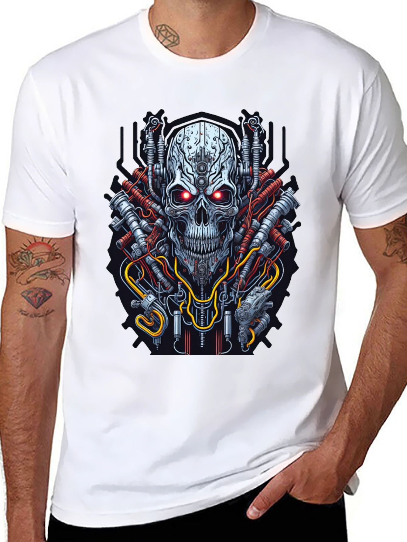 Cyberpunk Skull T-Shirt - Futuristic Graphic Tee