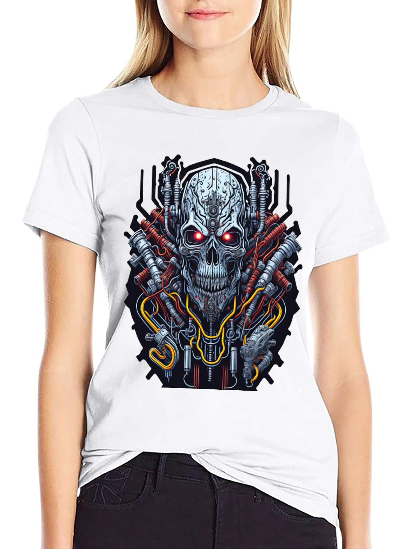 Cyberpunk Skull T-Shirt - Futuristic Graphic Tee