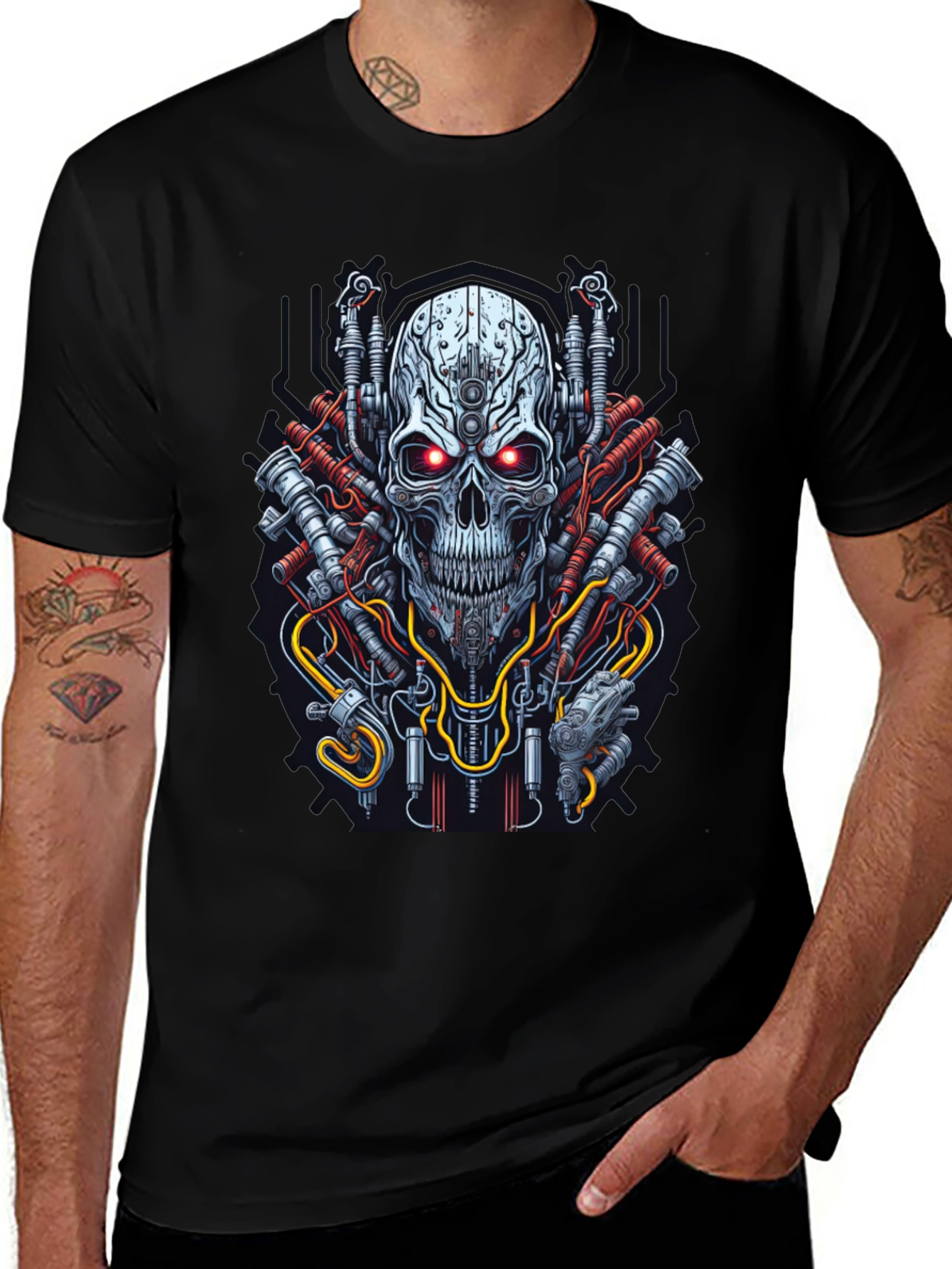 Cyberpunk Skull T-Shirt - Futuristic Graphic Tee