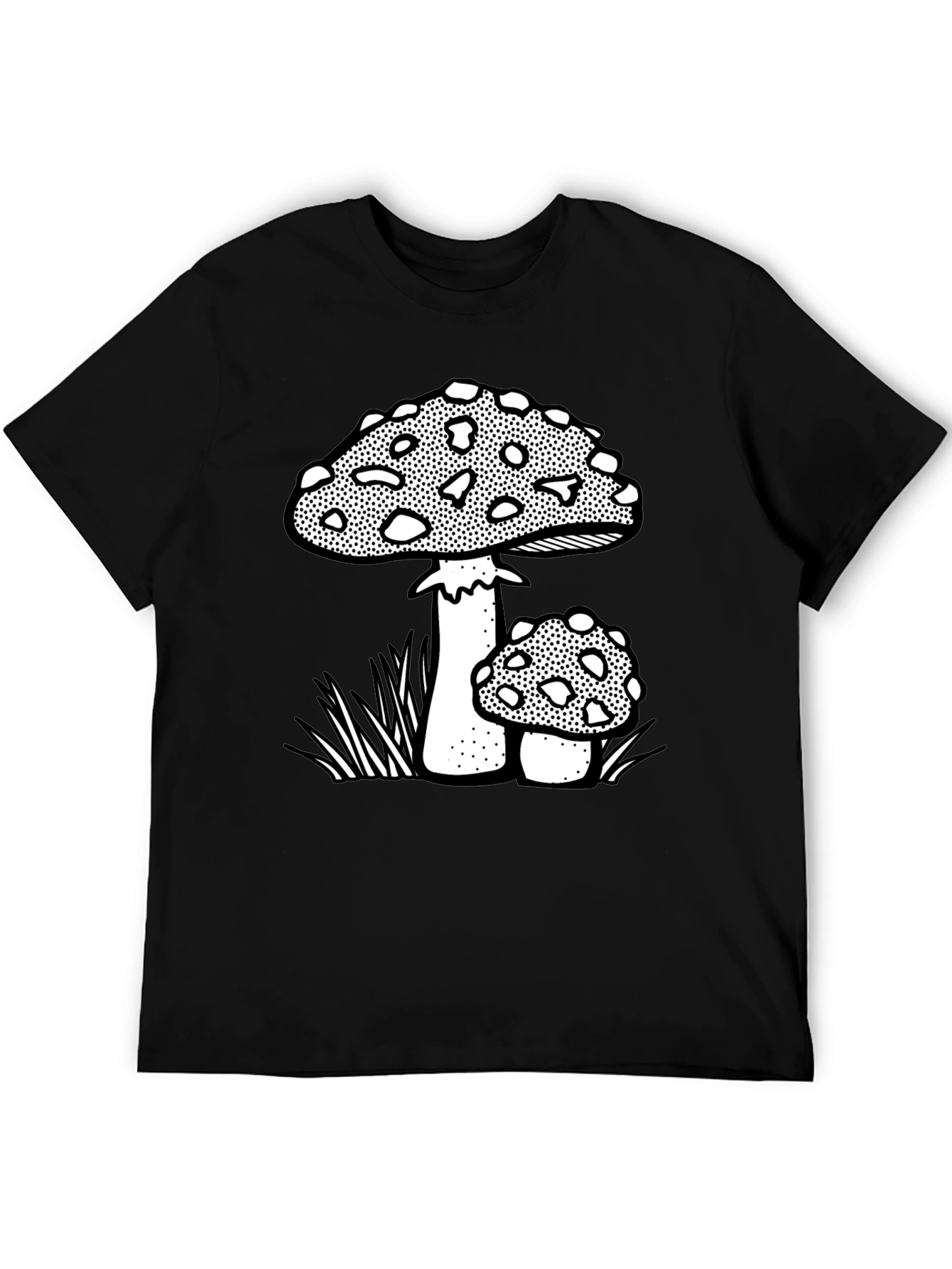 Funky Mushroom Graphic Tee - Black Cotton Blend