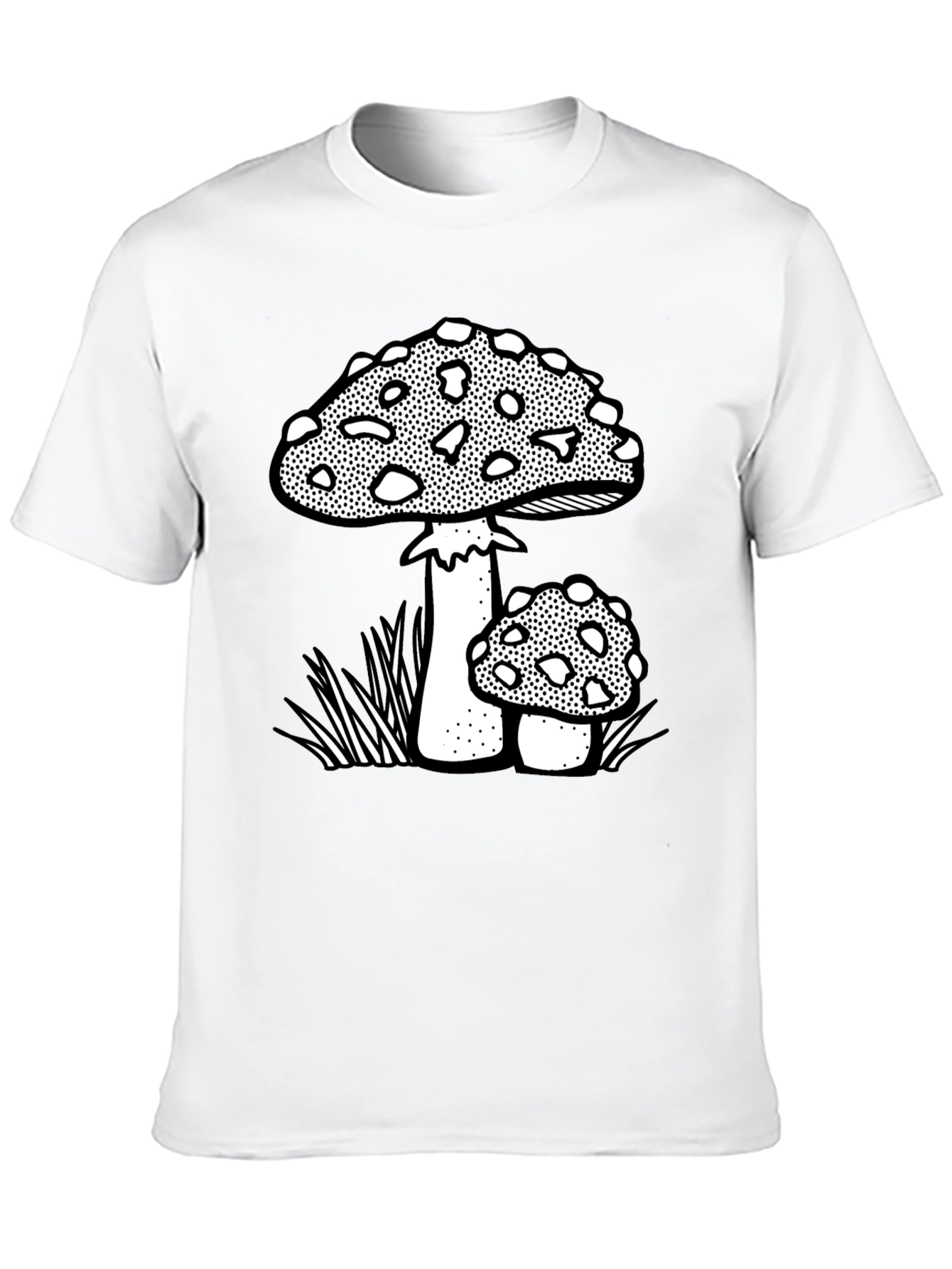 Funky Mushroom Graphic Tee - Black Cotton Blend