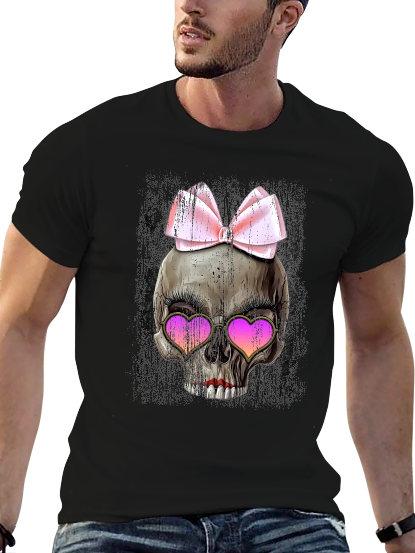 Skull with Bow & Heart Sunglasses T-Shirt