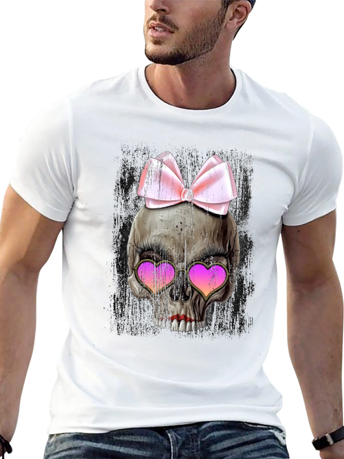 Skull with Bow & Heart Sunglasses T-Shirt