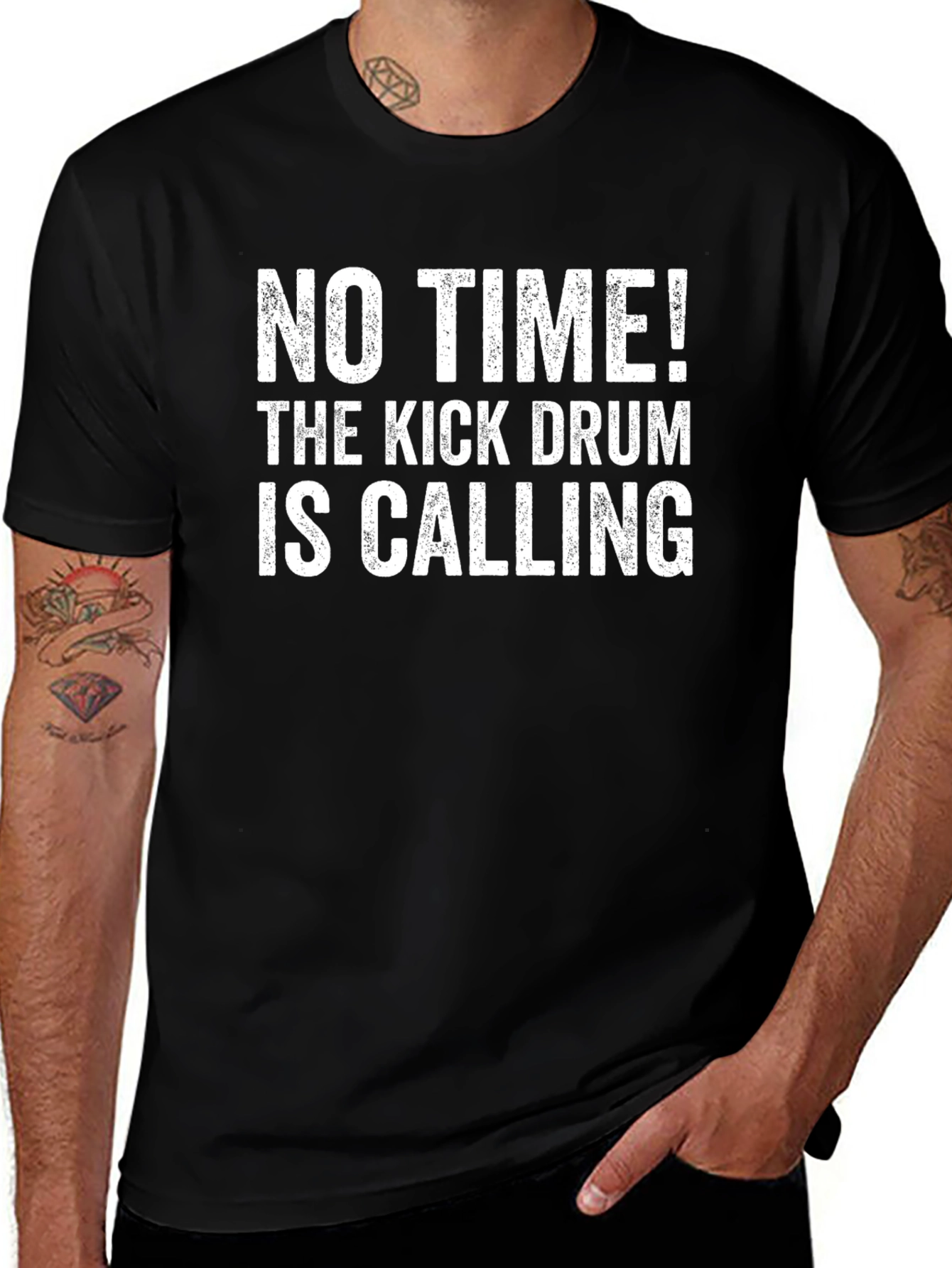 Funny Drummer T-Shirt - No Time! Kick Drum Calling