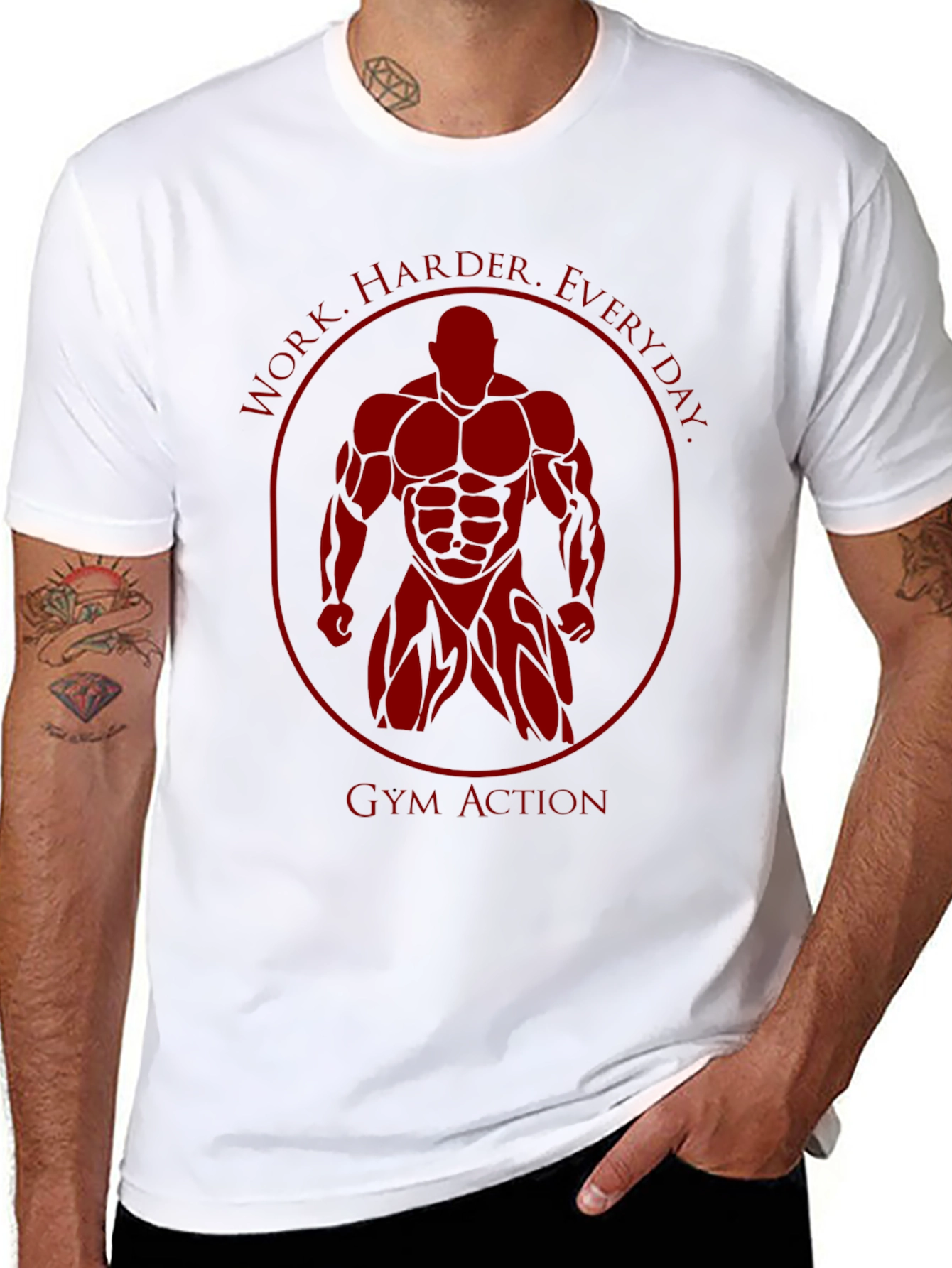 Gym Action Bodybuilder Graphic T-Shirt