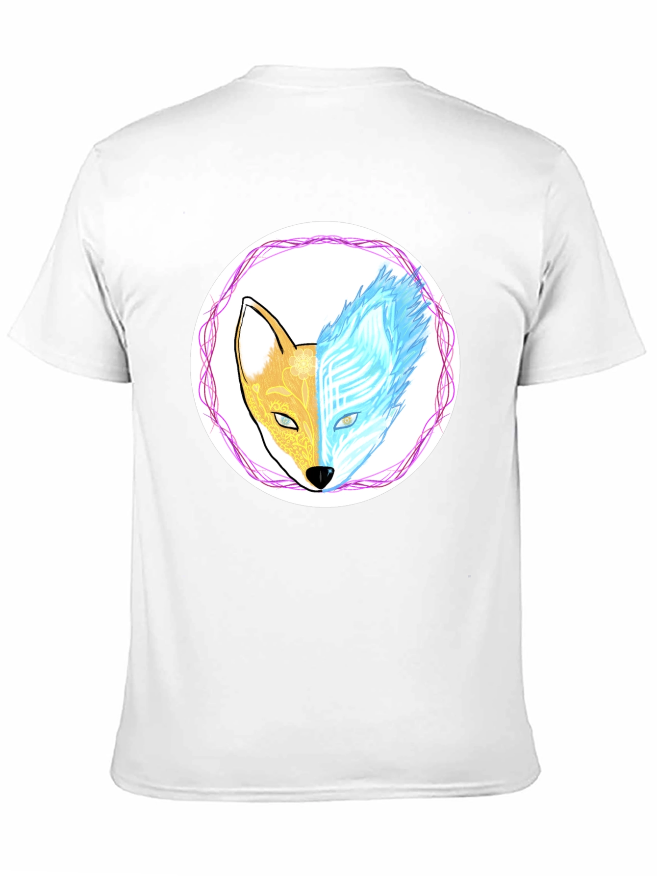 Dual Nature Fox Graphic Tee - Black Cotton Blend