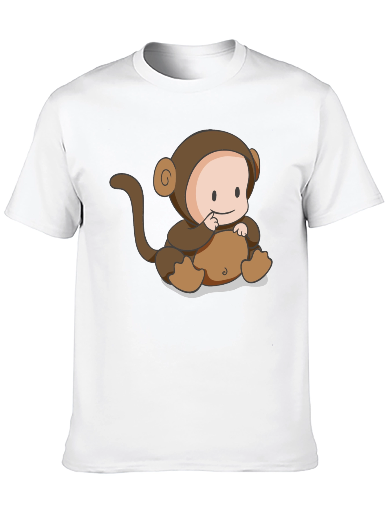 Cute Monkey Cartoon Black T-Shirt
