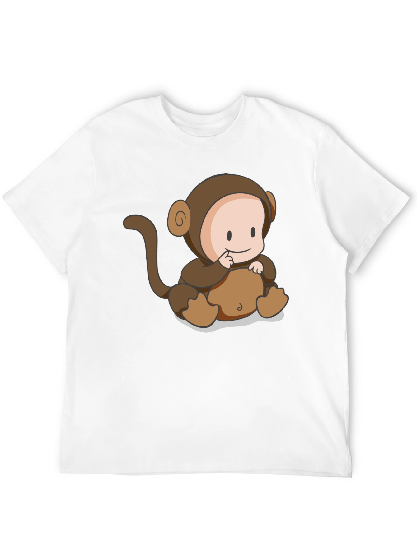 Cute Monkey Cartoon Black T-Shirt