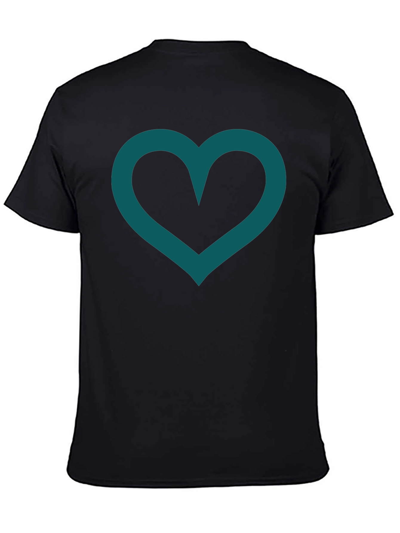 Heart Outline Black T-Shirt Casual