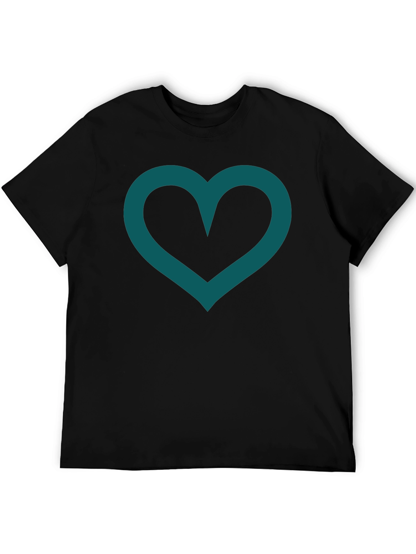 Heart Outline Black T-Shirt Casual