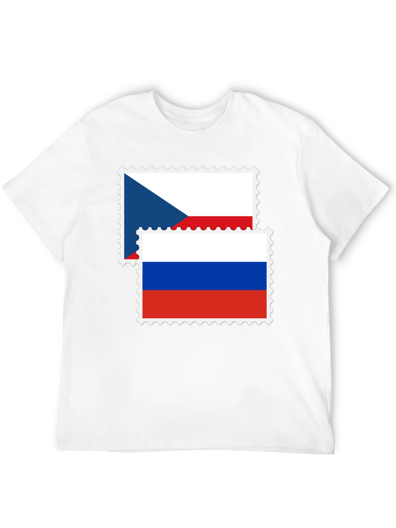 Czech Russia Flag Stamp Black Graphic Tee