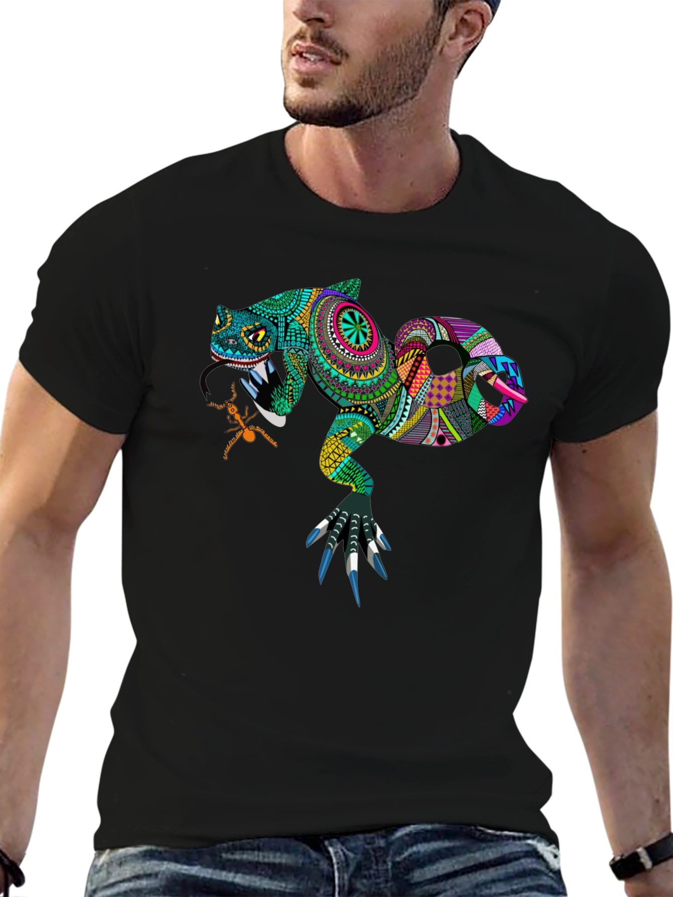 Lizard Graphic Tee - Unique Patterned Reptile Design