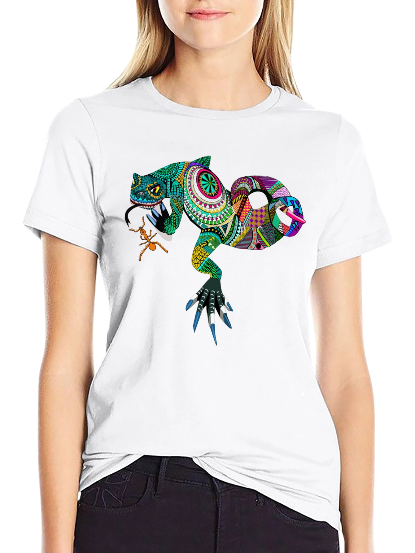 Lizard Graphic Tee - Unique Patterned Reptile Design