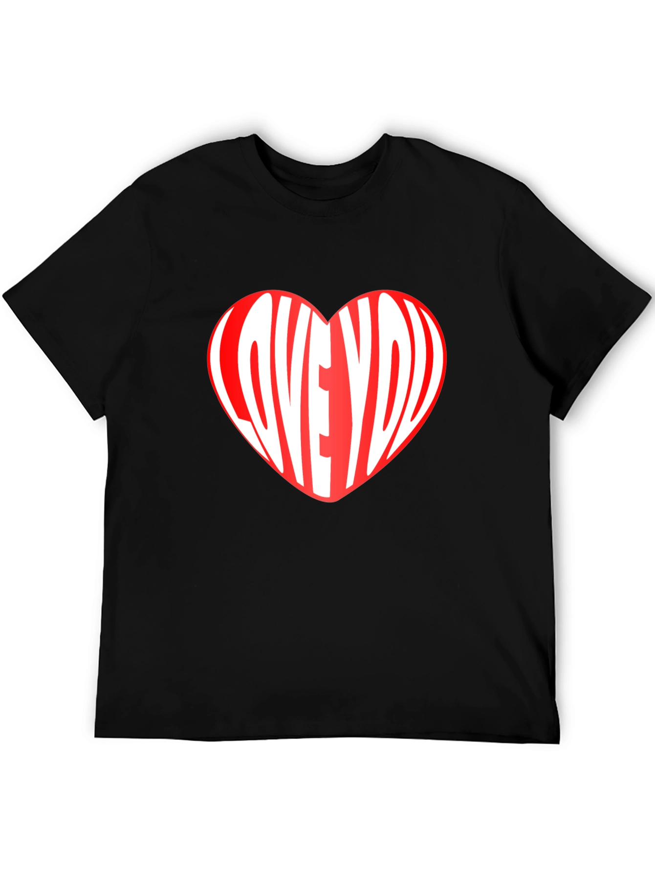 Love You Heart Graphic Print Crew Neck T-Shirt
