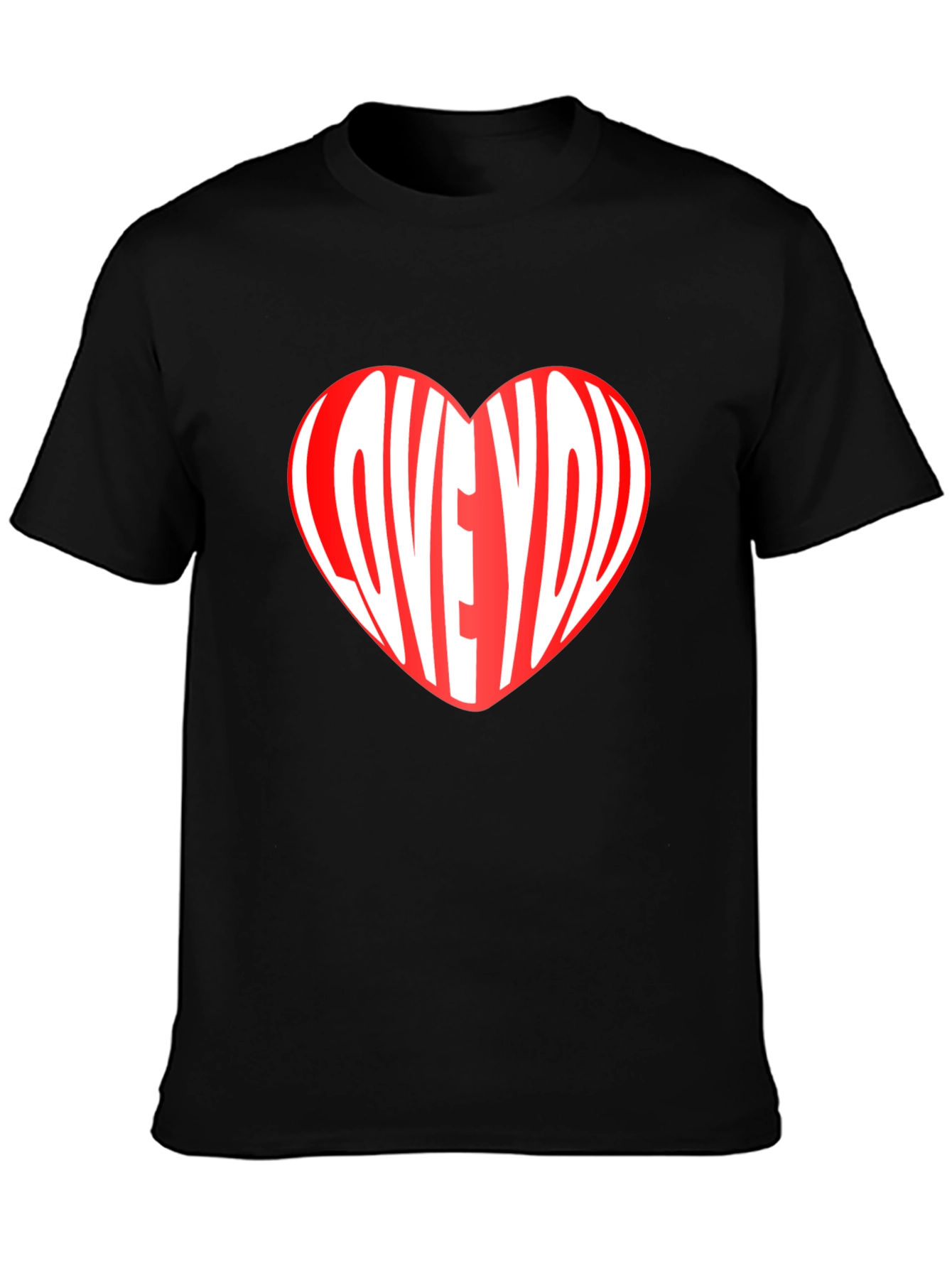 Love You Heart Graphic Print Crew Neck T-Shirt