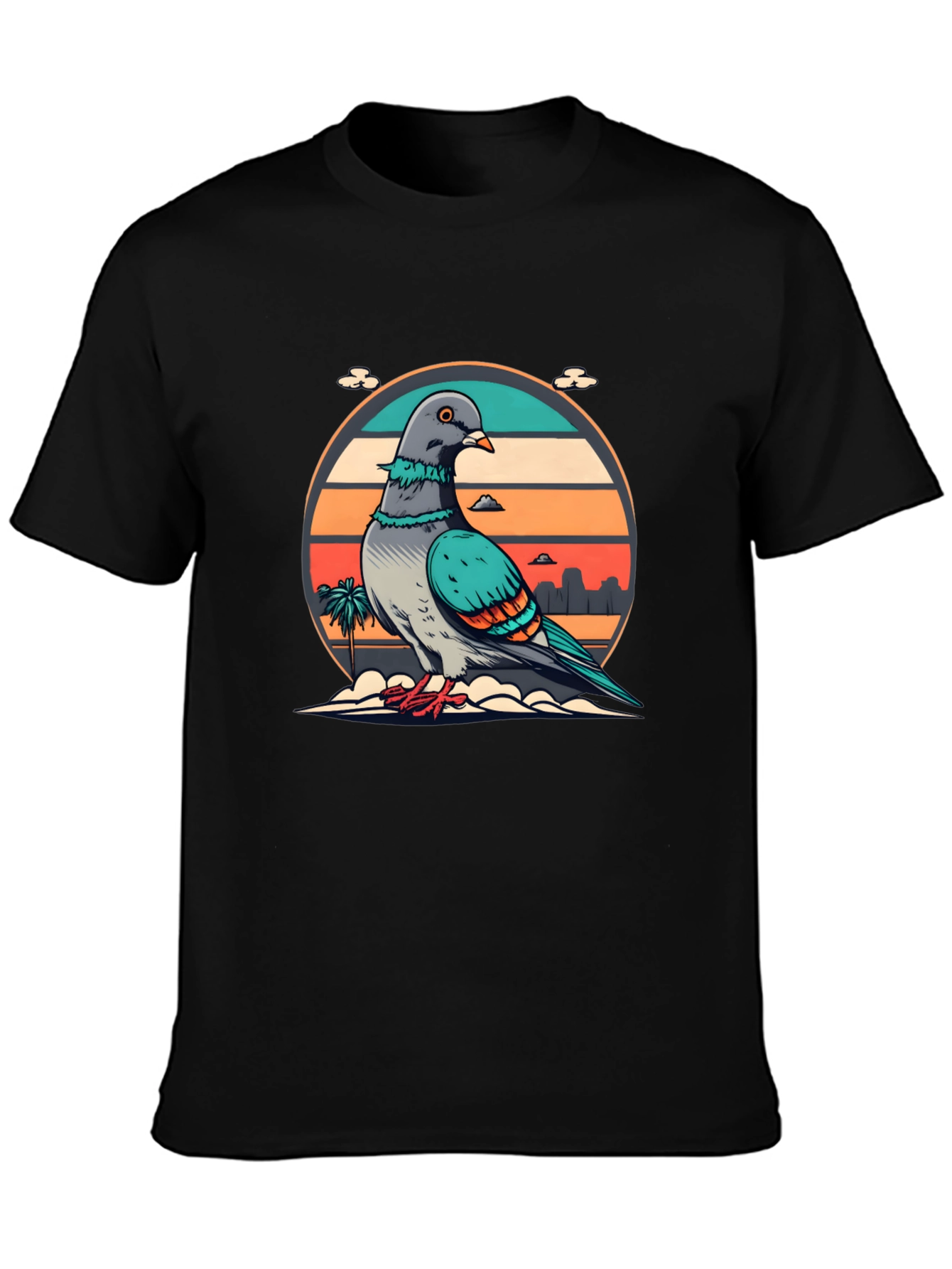 Retro Pigeon Graphic Tee - Unique Urban Style