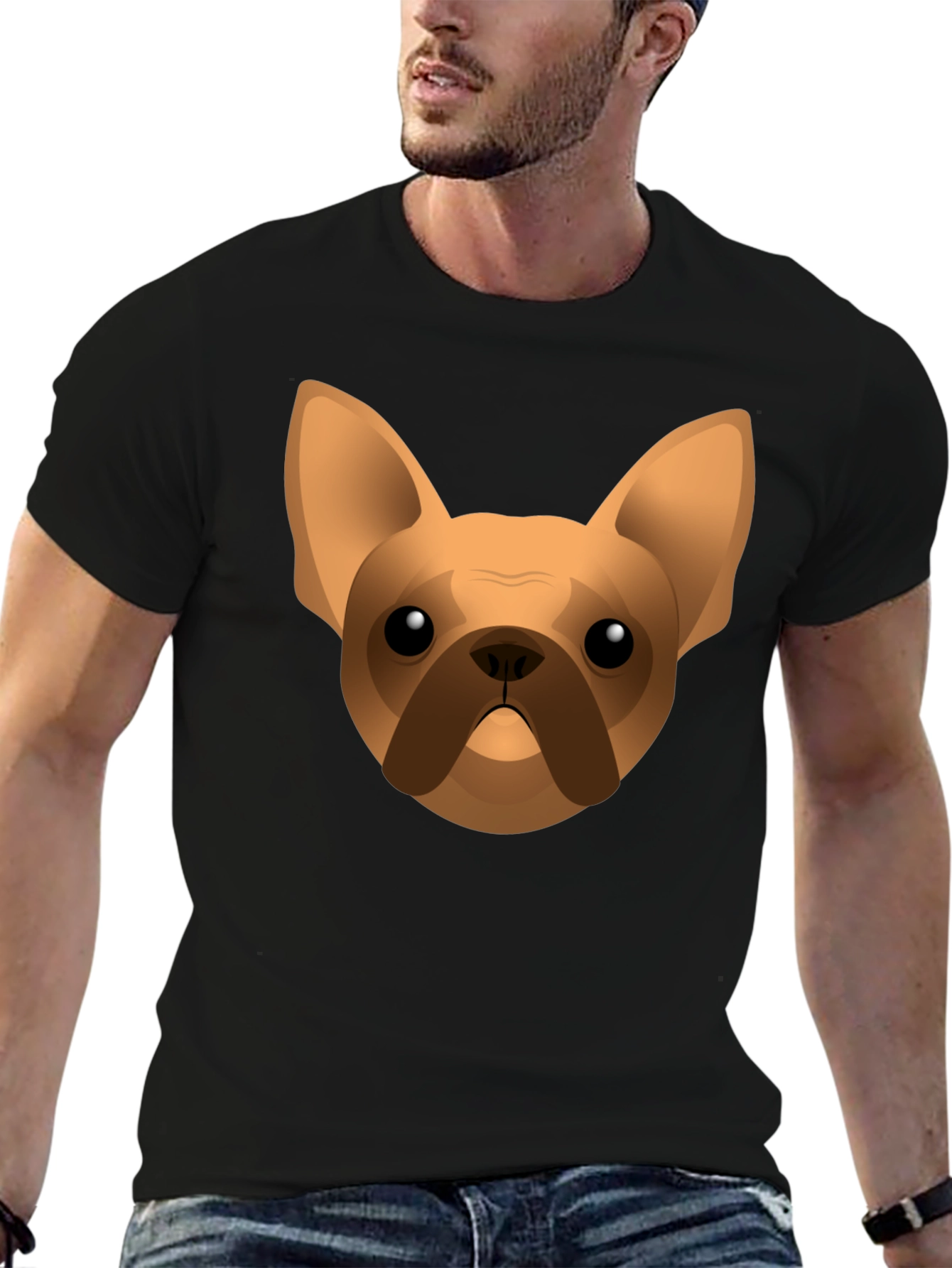 French Bulldog Graphic Tee - Black Cotton T-Shirt