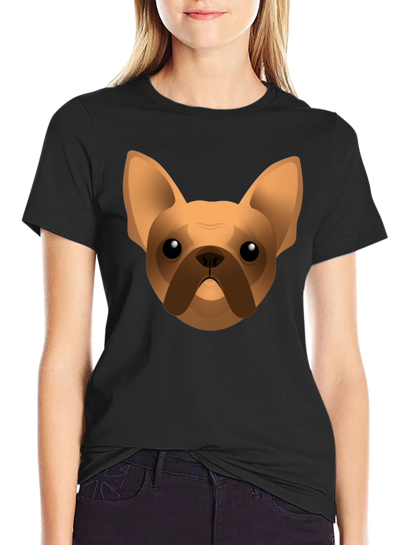 French Bulldog Graphic Tee - Black Cotton T-Shirt
