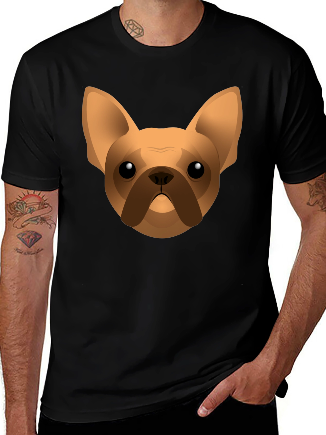 French Bulldog Graphic Tee - Black Cotton T-Shirt
