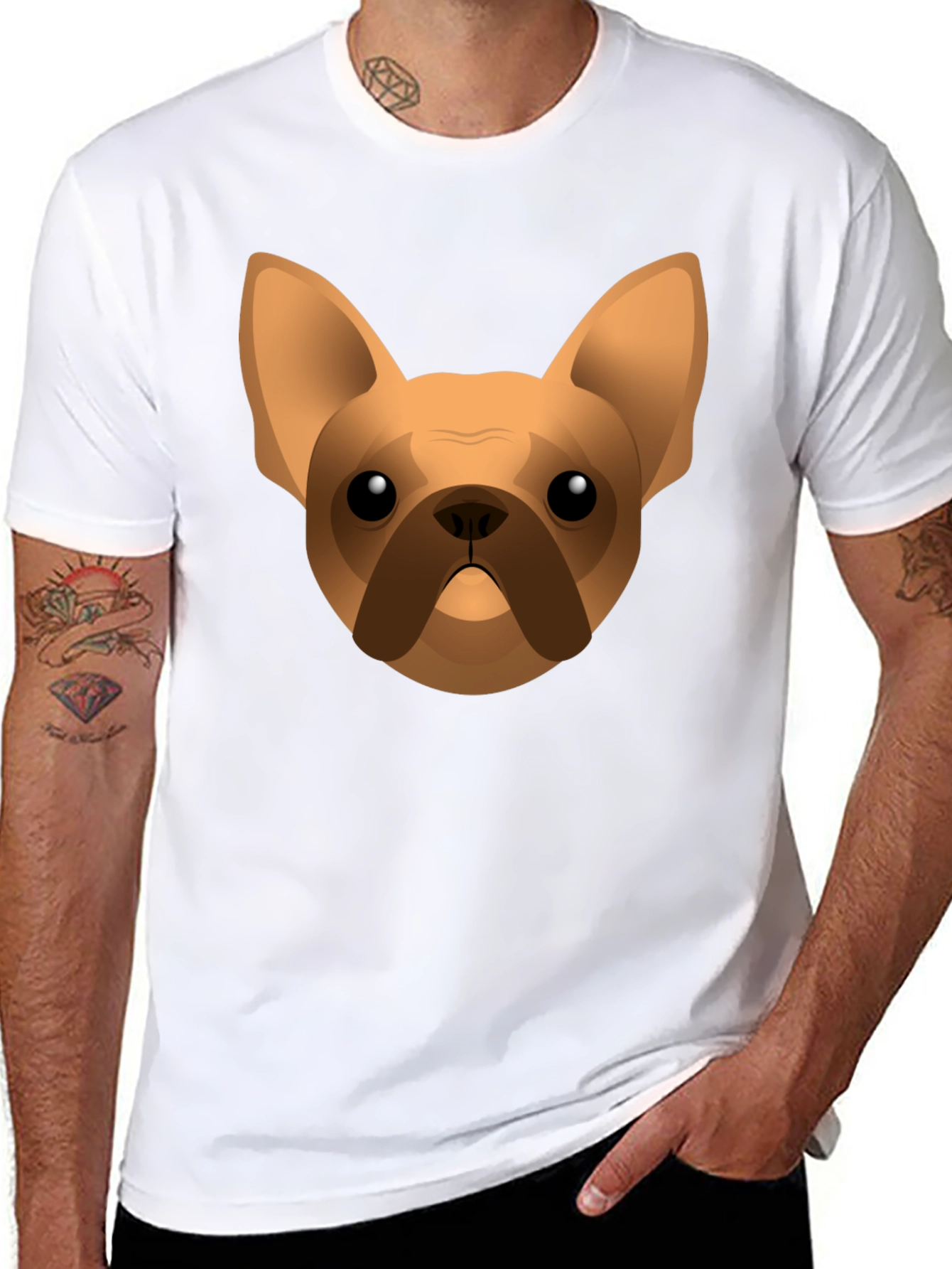 French Bulldog Graphic Tee - Black Cotton T-Shirt