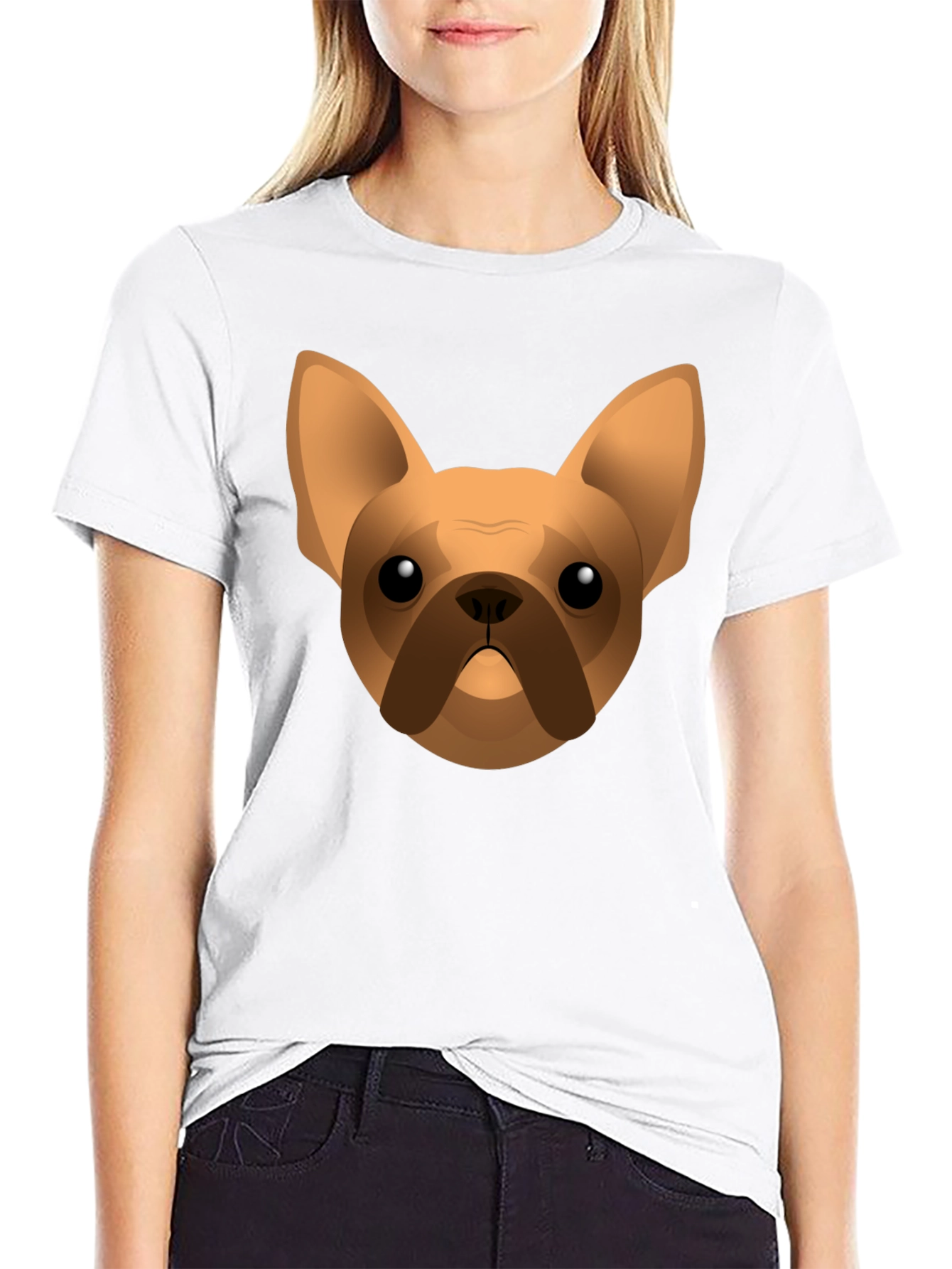 French Bulldog Graphic Tee - Black Cotton T-Shirt