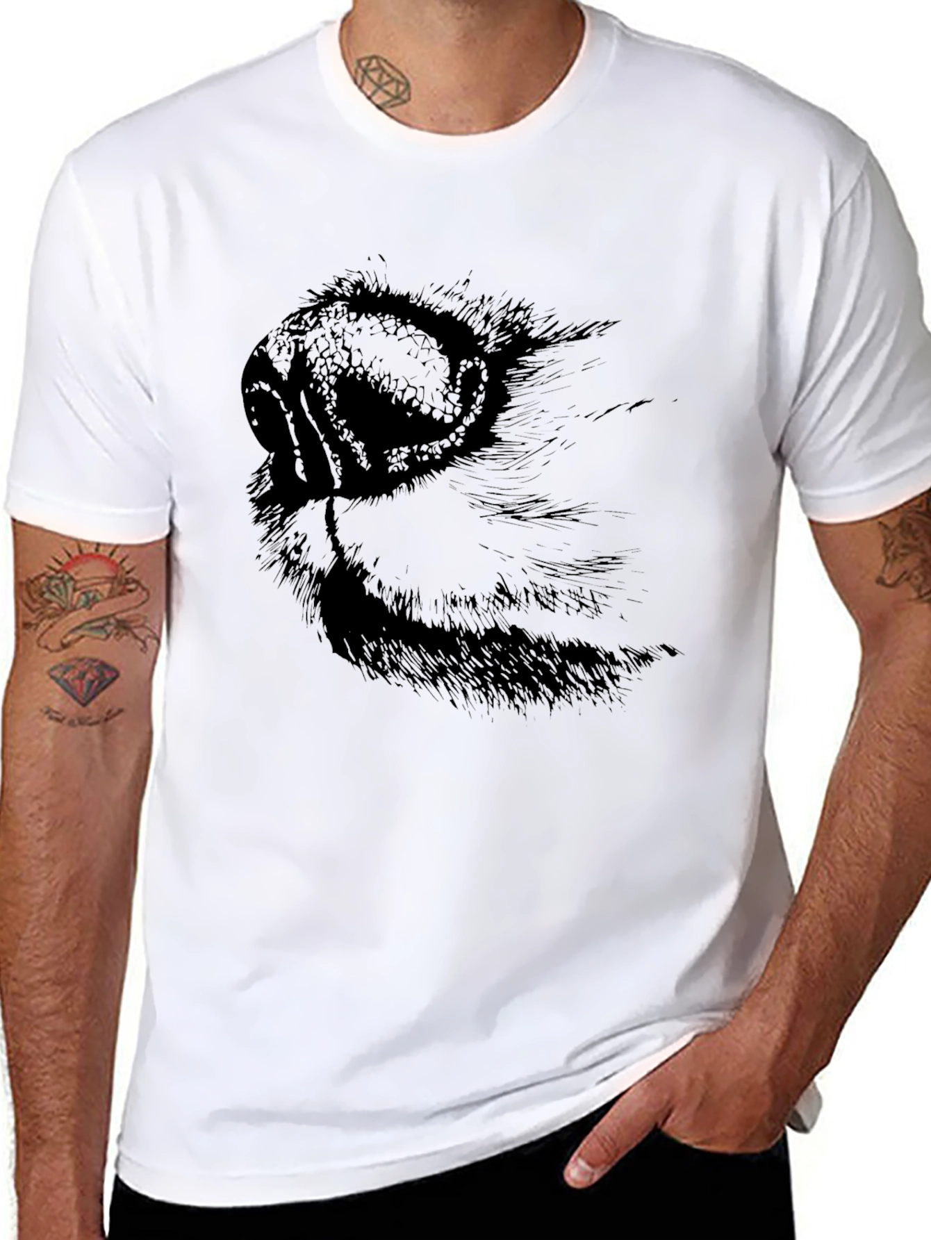 Black T-Shirt with Dog Nose Graphic