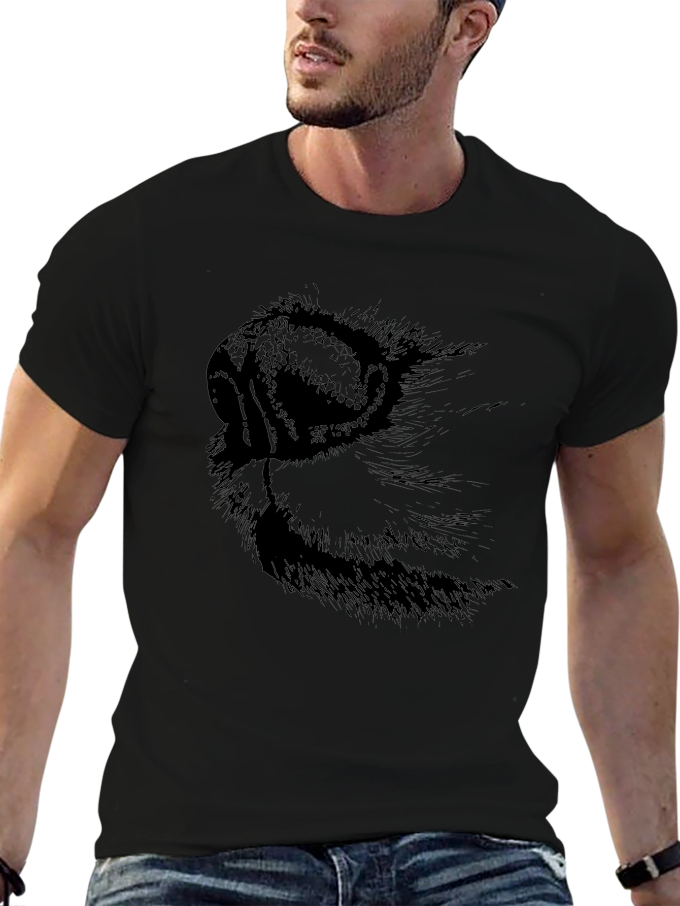 Black T-Shirt with Dog Nose Graphic