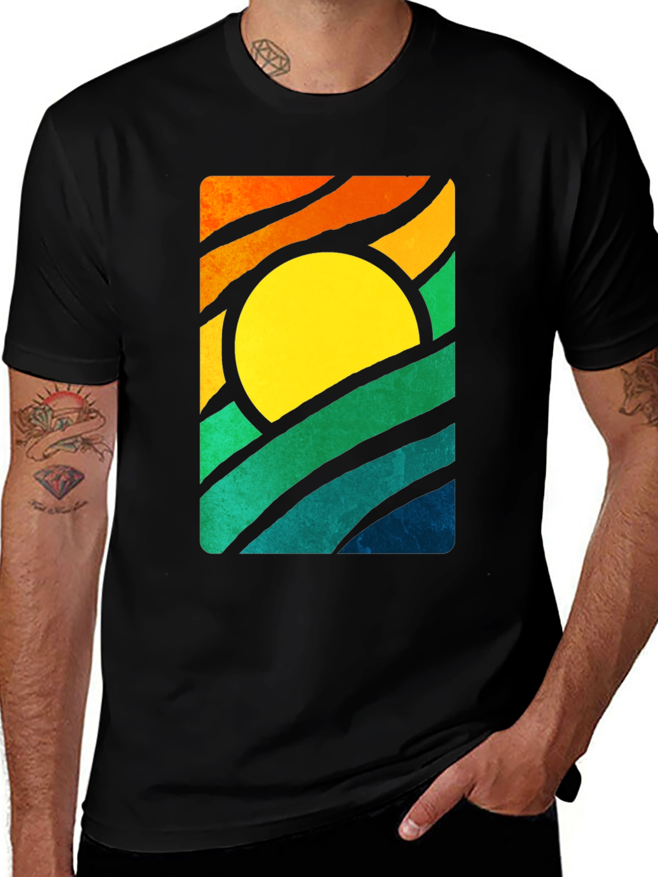 Retro Sunset Graphic T-Shirt - Stylish Mens Tee