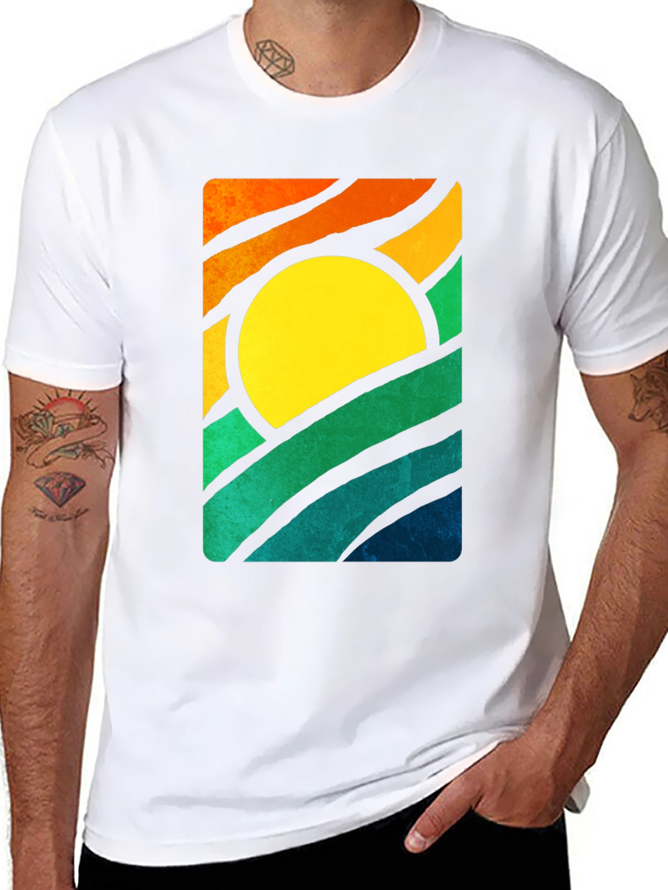 Retro Sunset Graphic T-Shirt - Stylish Mens Tee