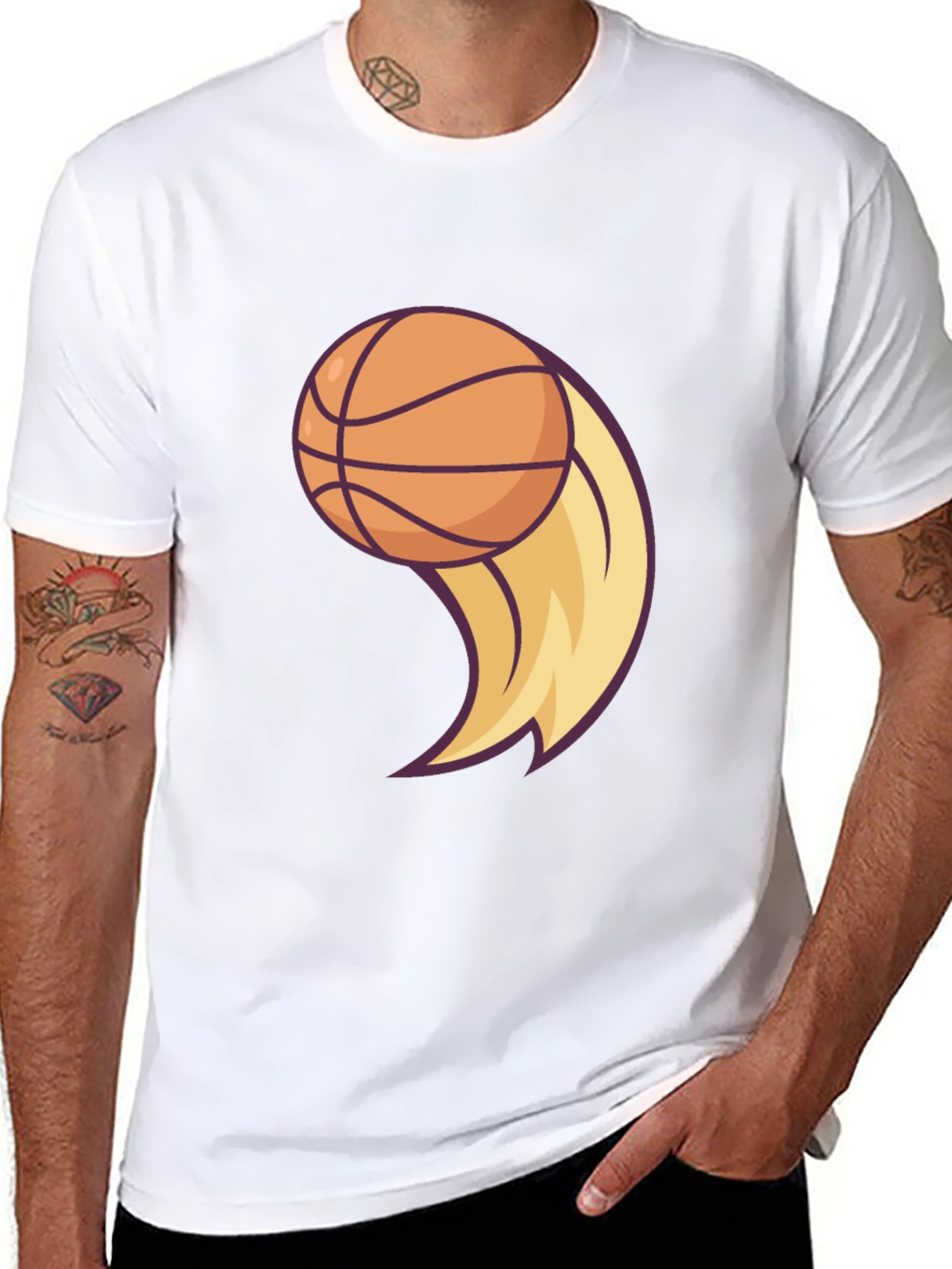 Basketball Flame Graphic Tee - Cool Sportswear
