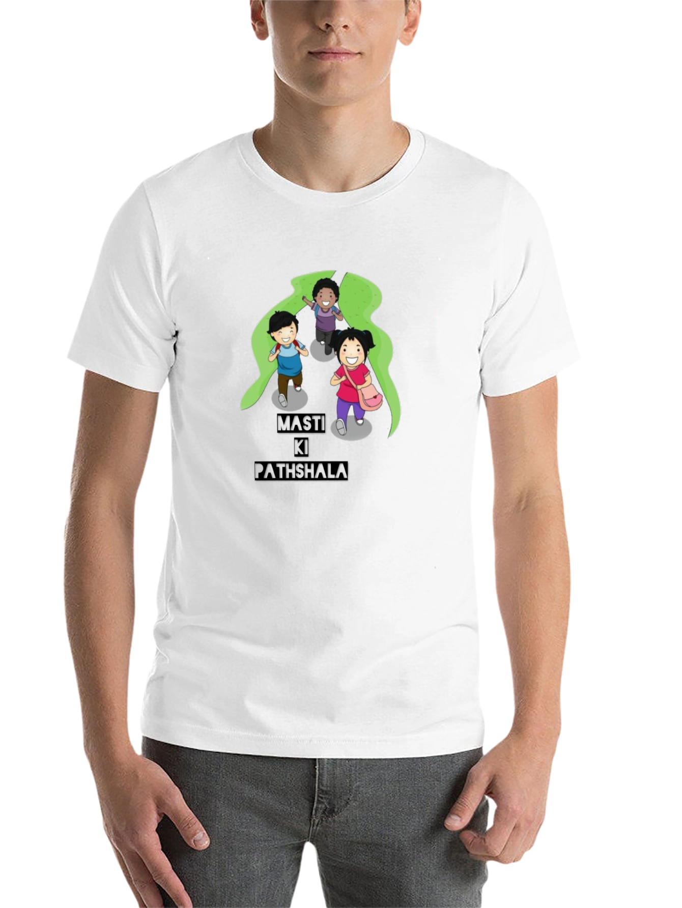 Black T-Shirt with Playful Cartoon Print