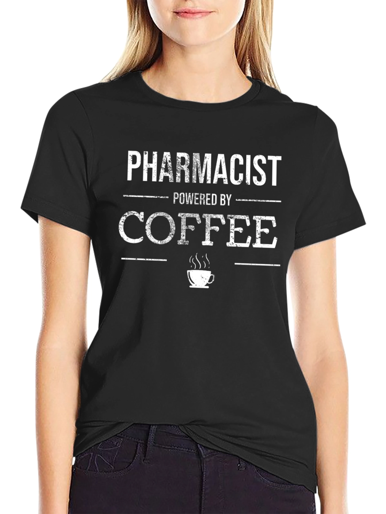 Pharmacist Powered by Coffee Graphic Tee