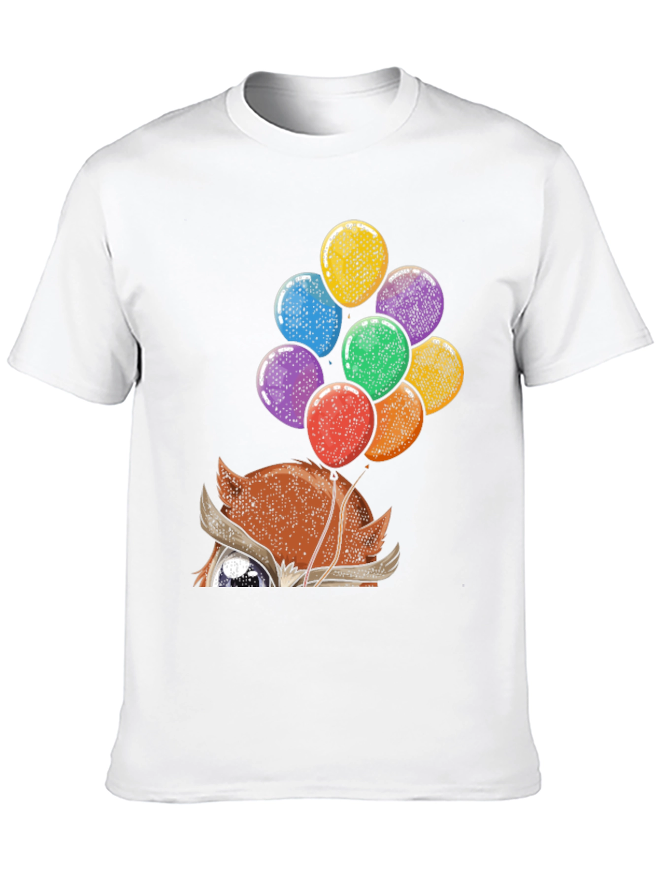 Fox with Balloons Graphic Print T-Shirt - Casual Style