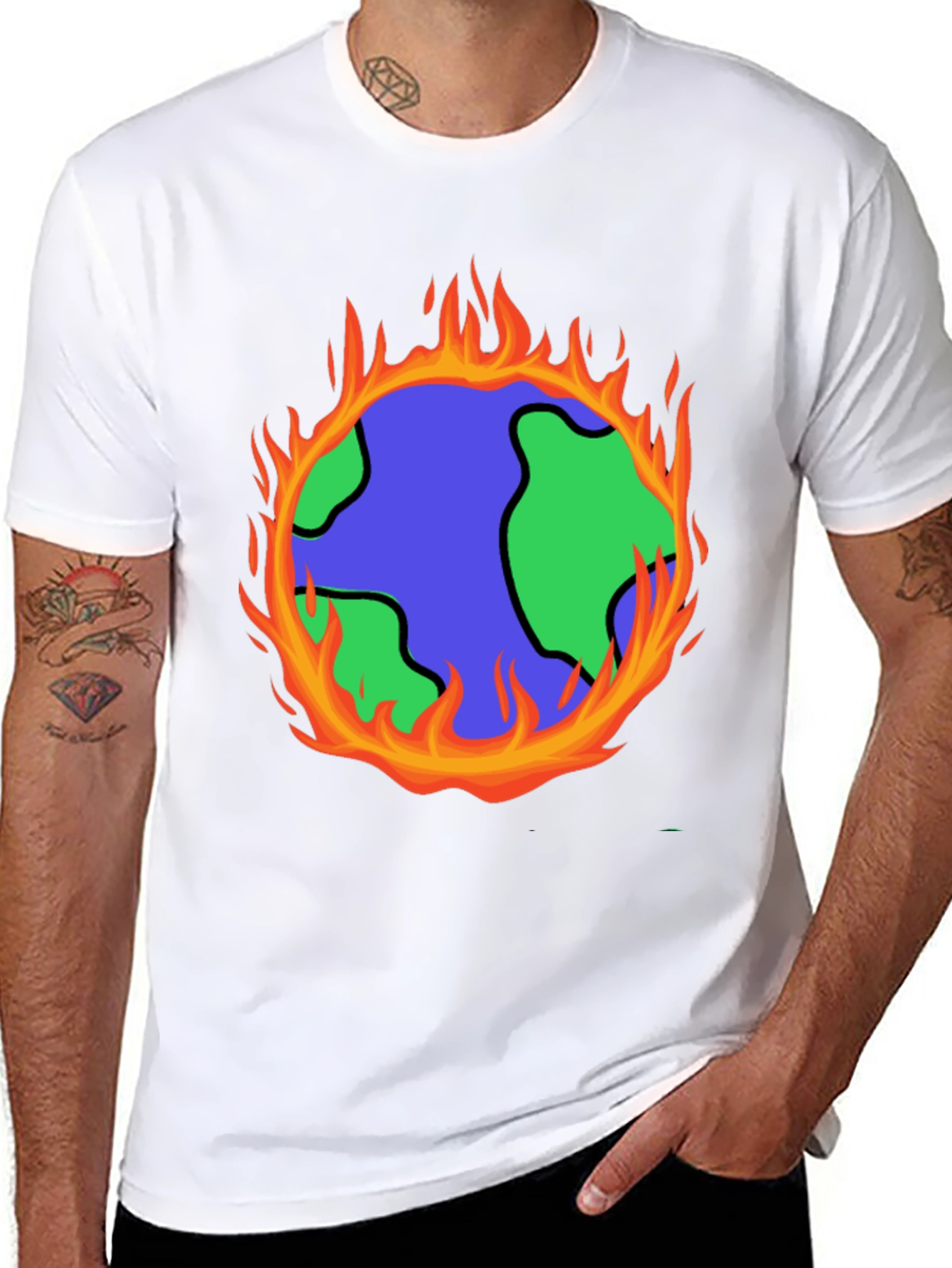 Global Warming T-Shirt - Earth on Fire Graphic Tee