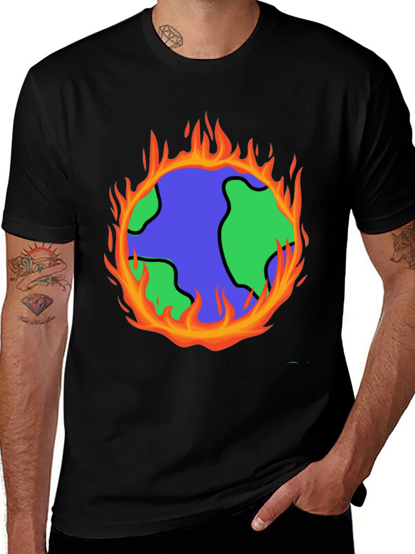 Global Warming T-Shirt - Earth on Fire Graphic Tee