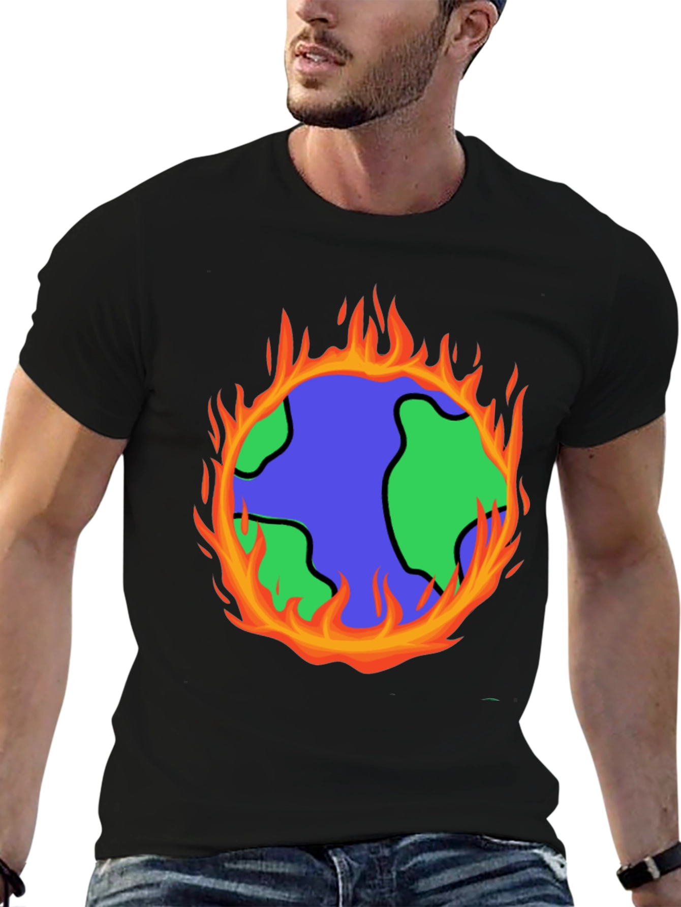 Global Warming T-Shirt - Earth on Fire Graphic Tee