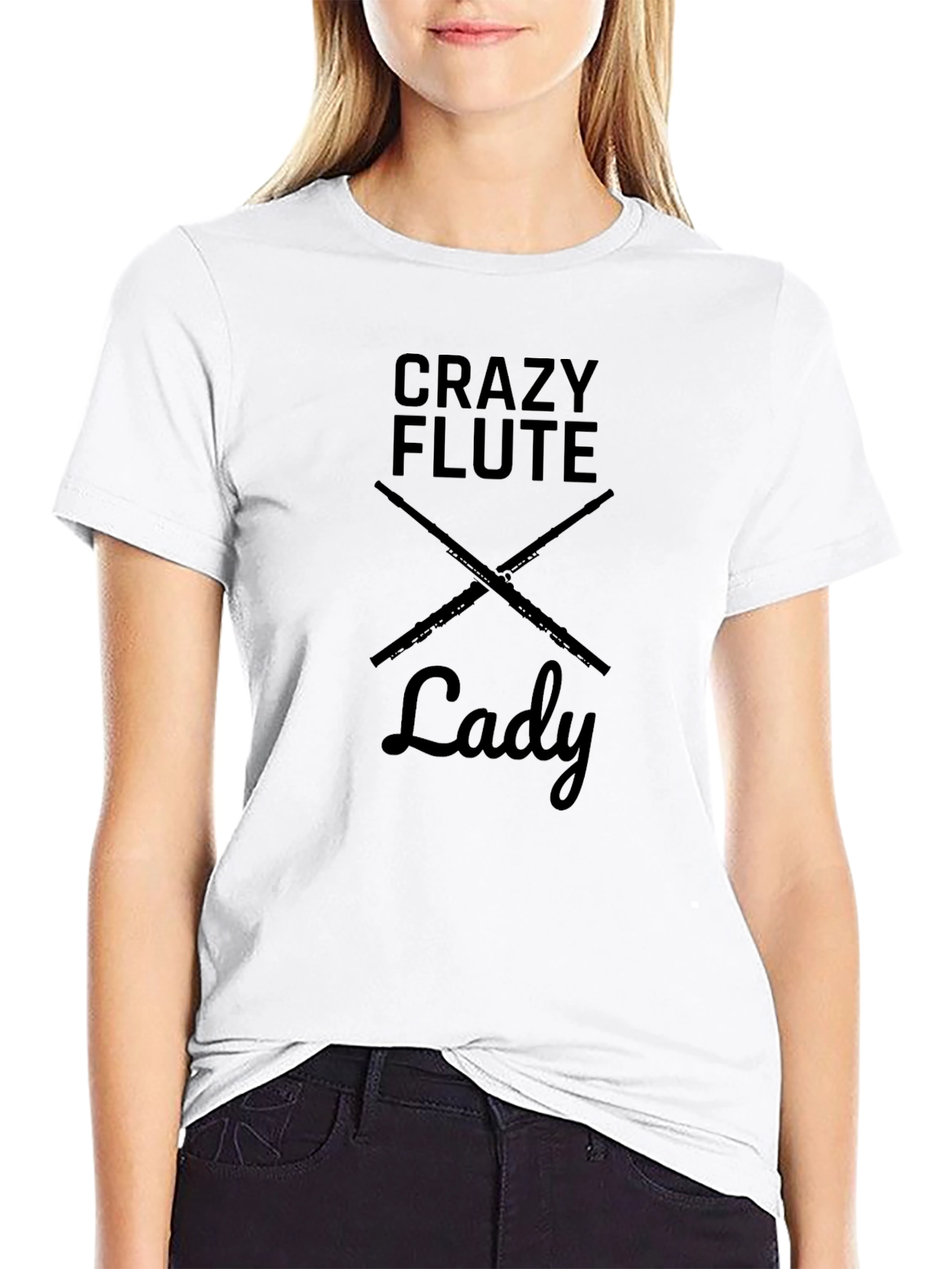 Crazy Flute Lady T-Shirt - Musician Tee