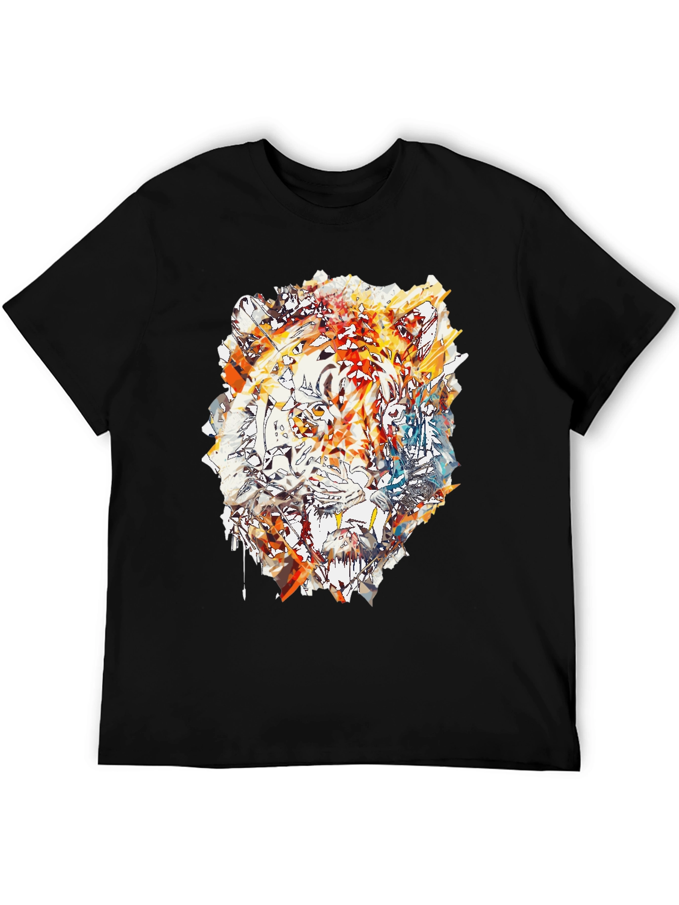 Abstract Tiger Print Mens Black T-Shirt