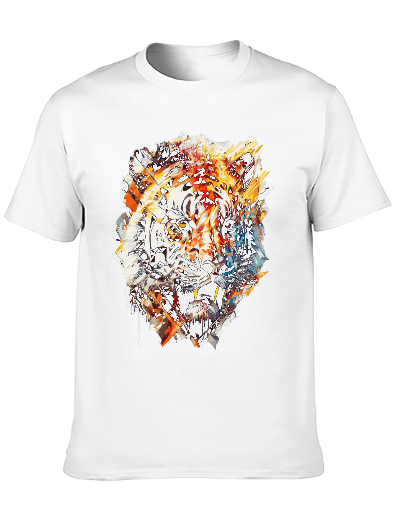 Abstract Tiger Print Mens Black T-Shirt