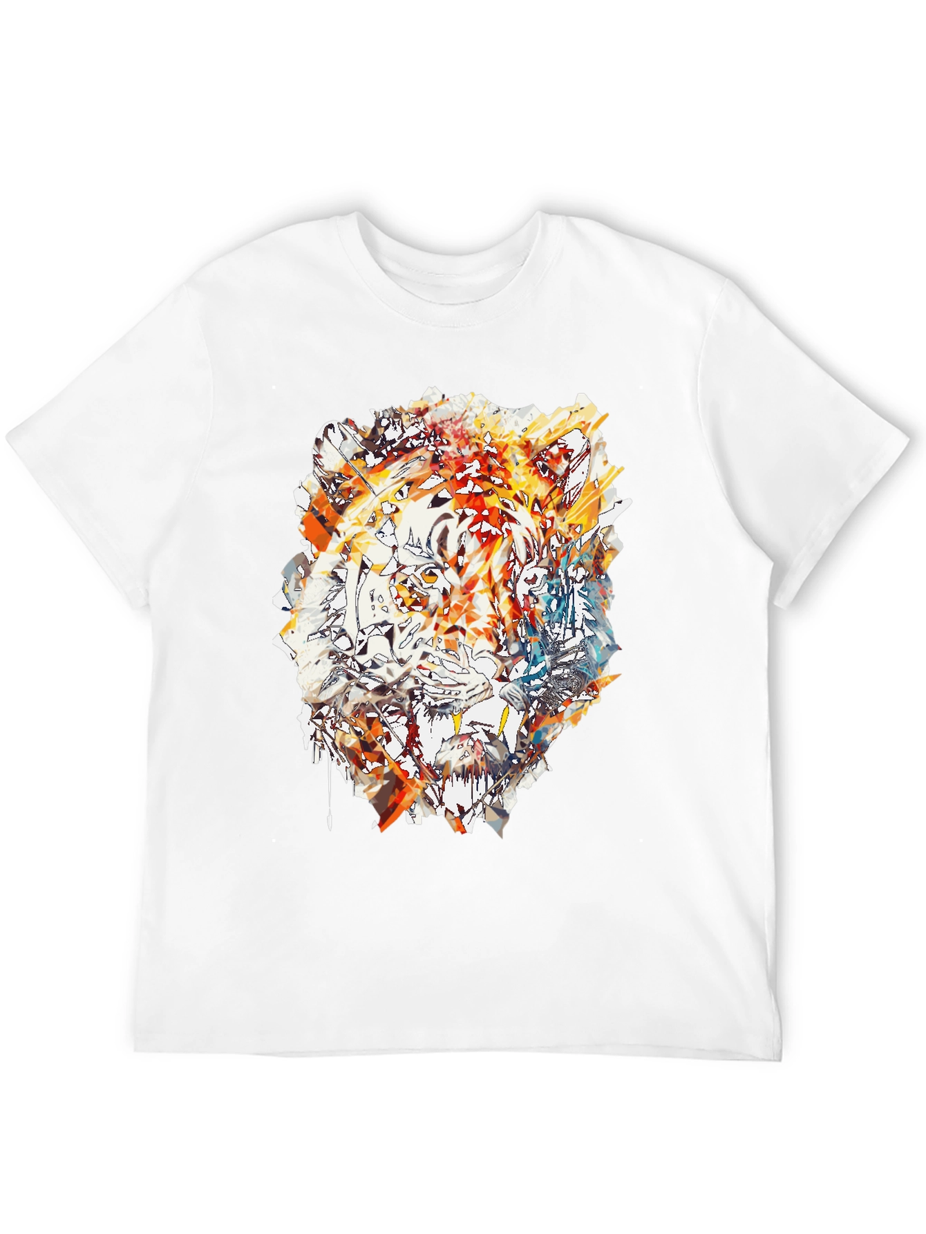 Abstract Tiger Print Mens Black T-Shirt
