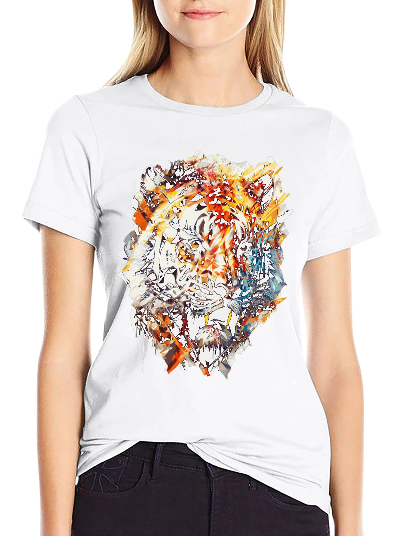 Abstract Tiger Print Mens Black T-Shirt